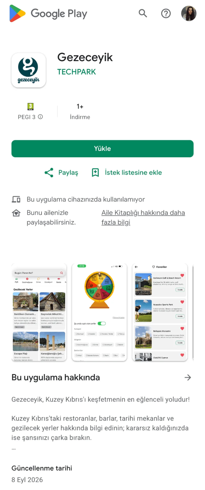 Gezeceyik Google Play Store sayfası
